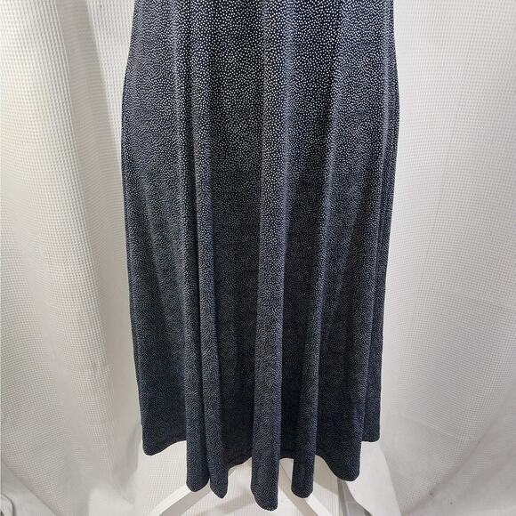 ROBBIE BEE! SIGNATURE NAVY BLUE & WHITE SPECKLED, ROSE BODICE DRESS! SZ M - Picture 4 of 11